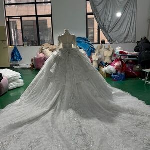 Elegant White Wedding Gown with Train